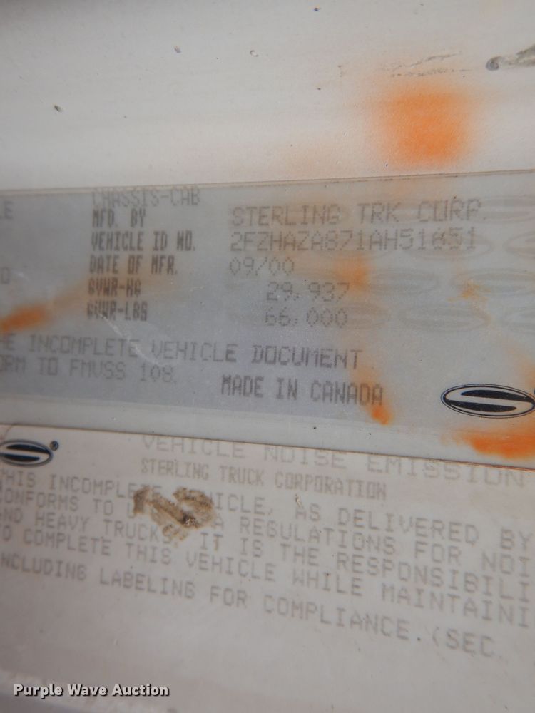 image for item DL8027 2001 Sterling LT9500  ready mix truck