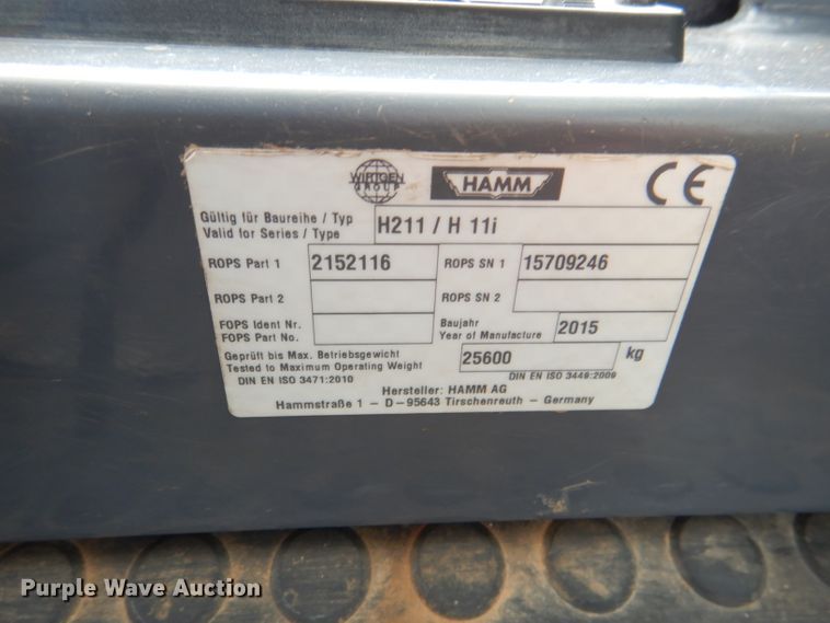 image for item DL8837 2016 Hamm H11I  single drum vibratory roller