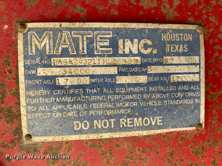 image for item DM3801 1996 Mate Inc.  end dump trailer
