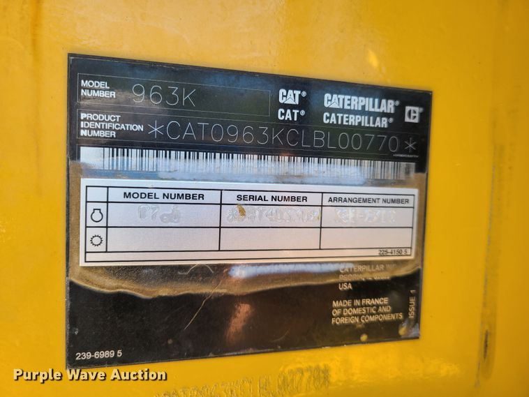 image for item DN5527 2018 Caterpillar 963K  track loader