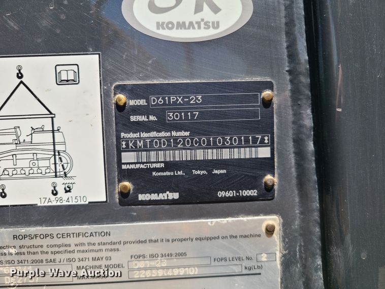 image for item DN5528 2013 Komatsu D61PX-23  dozer