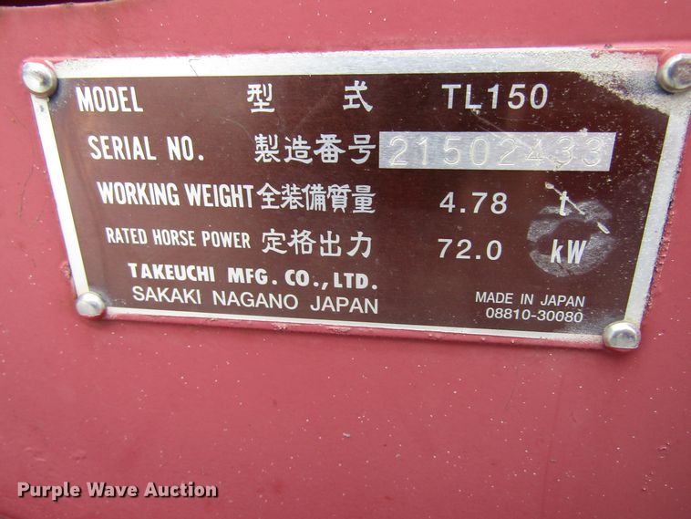 image for item GC9972 2005 Takeuchi TL150  tracked skid steer loader