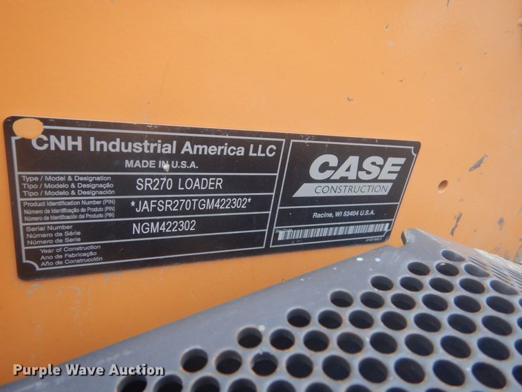 image for item HE9726 2016 Case SR270  skid steer loader