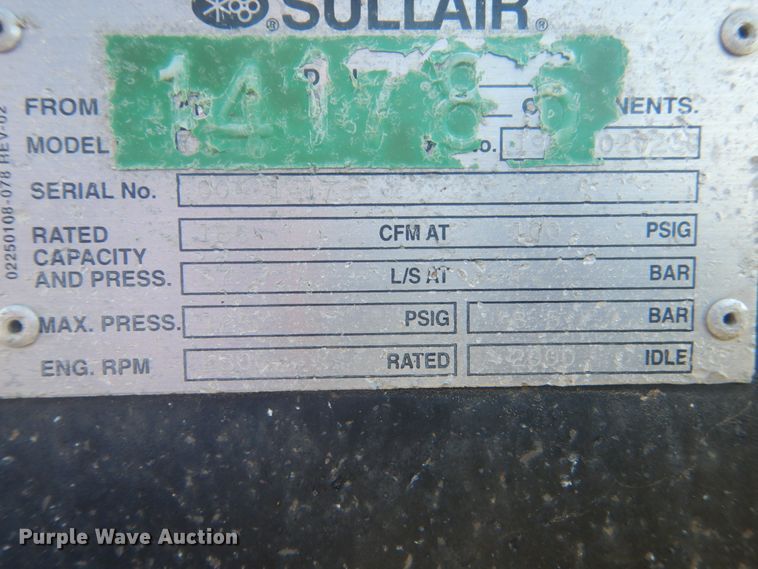 image for item HE9735 Sullair 185  air compressor