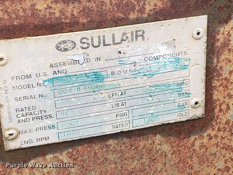 image for item HO9484 2003 Sullair 900XHDTQCA  air compressor