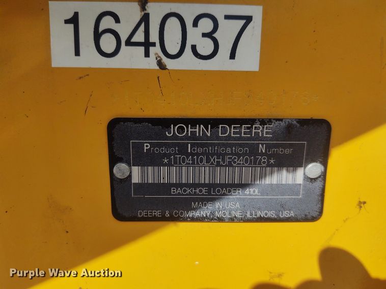 image for item IK9318 2018 John Deere 410L  backhoe