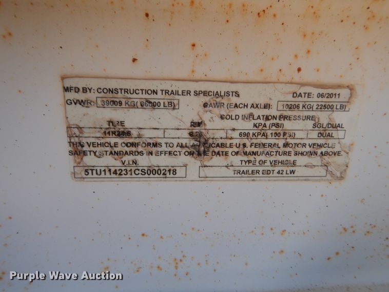 image for item IP9760 2012 Construction Trailer Specialists EDT42LW  bottom dump trailer