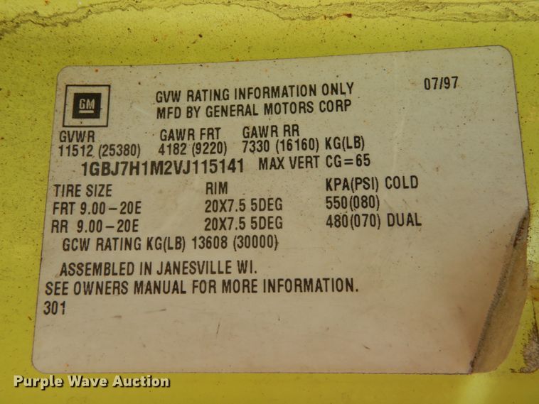 image for item IT9076 1997 Chevrolet C6500  dump truck