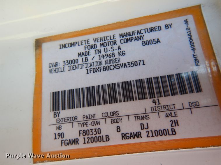 image for item IT9362 1995 Ford F800  dump truck