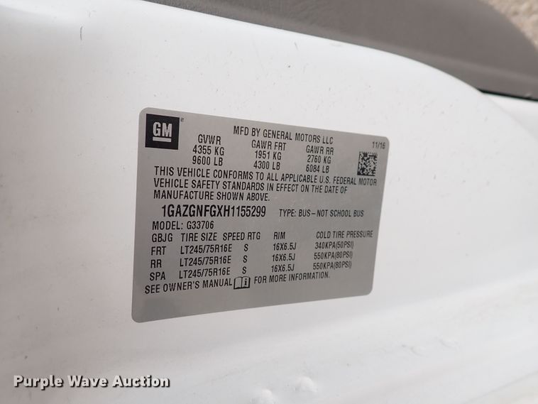 image for item DC1492 2017 Chevrolet G3500  van