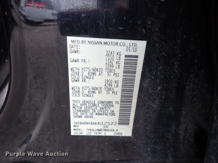 image for item DC1493 2010 Nissan Armada  SUV