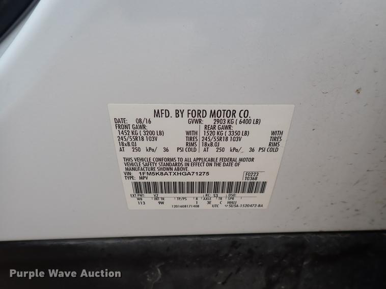 image for item DJ5731 2017 Ford Explorer Police  SUV