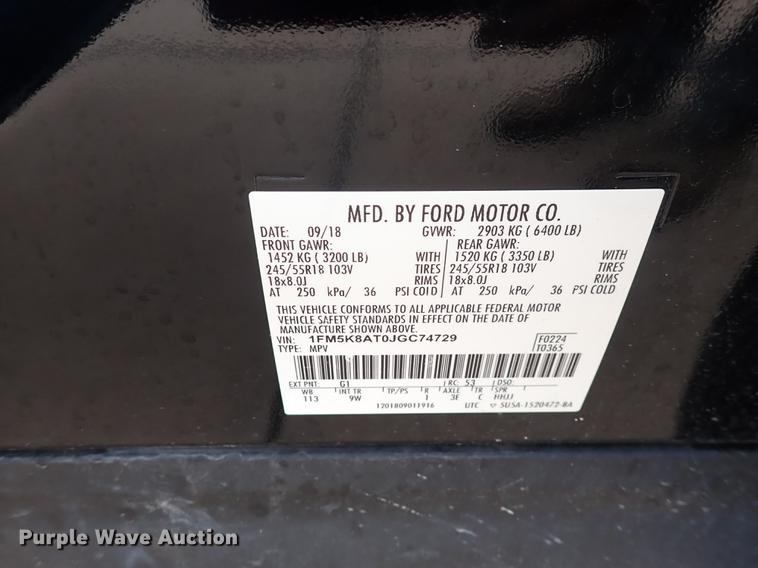 image for item DJ5733 2018 Ford Explorer Police  SUV