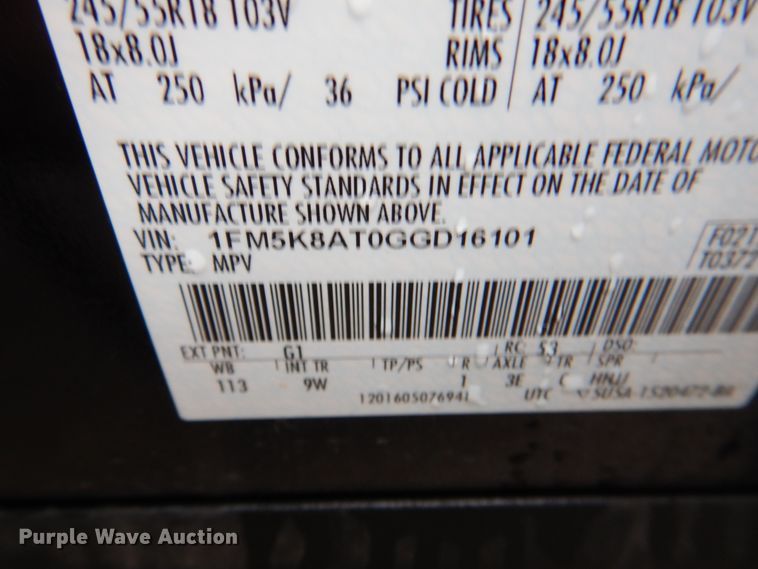 image for item DK8997 2016 Ford Explorer Police Interceptor  SUV