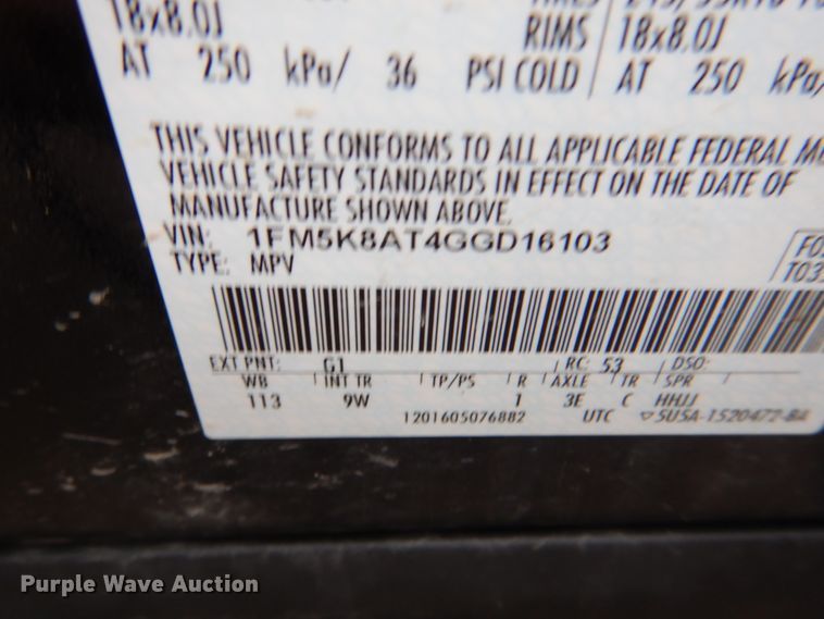 image for item DK8998 2016 Ford Explorer Police Interceptor  SUV