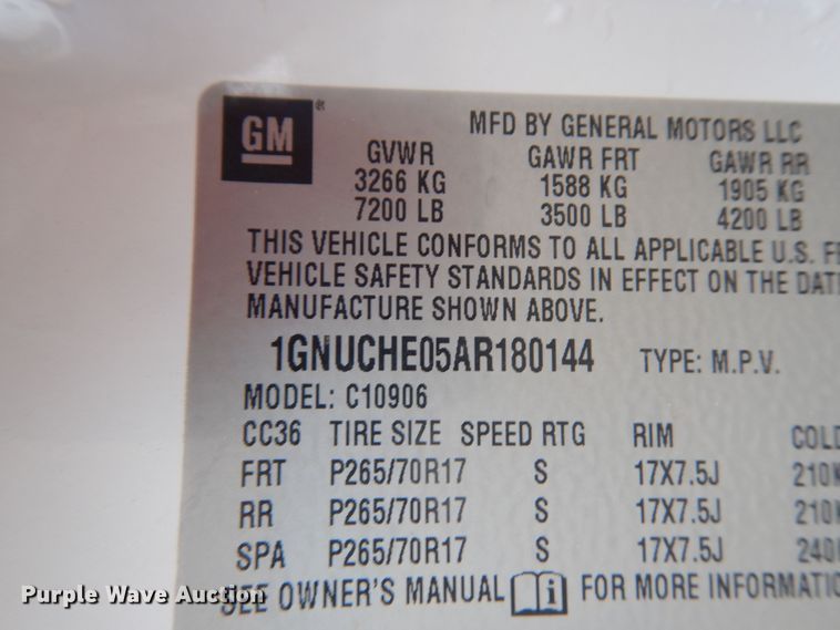 image for item DL0299 2010 Chevrolet Suburban  SUV