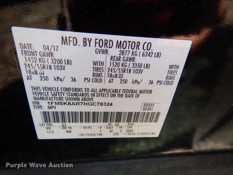 image for item DL8135 2017 Ford Explorer Police  SUV