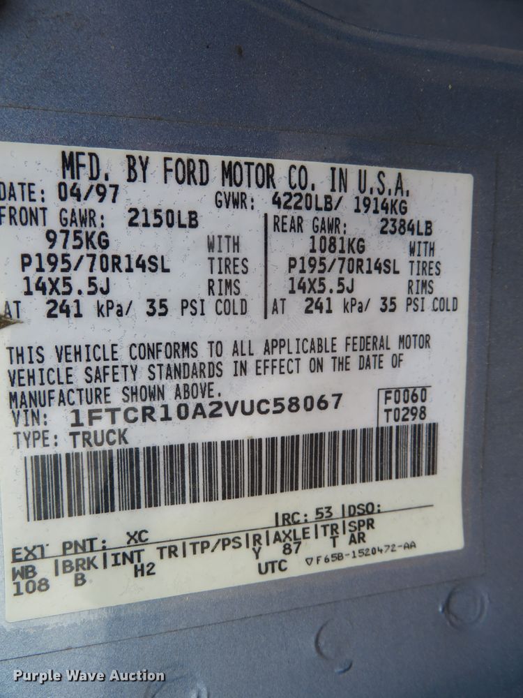 image for item DN5876 1997 Ford Ranger  pickup truck