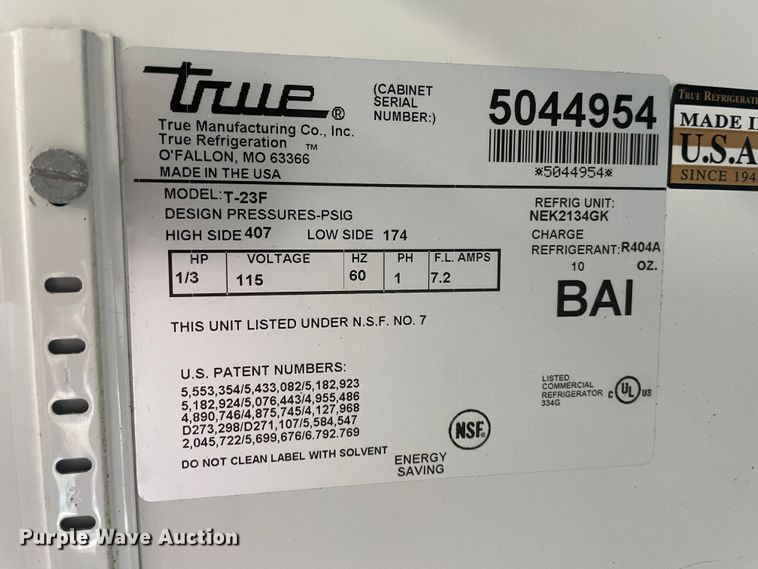 image for item IC9253 True T-23F freezer