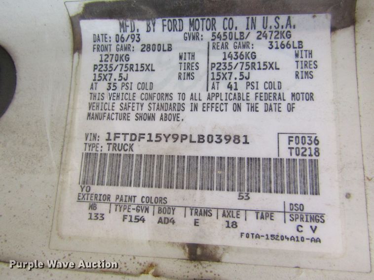 image for item IL9378 1993 Ford F150  pickup truck