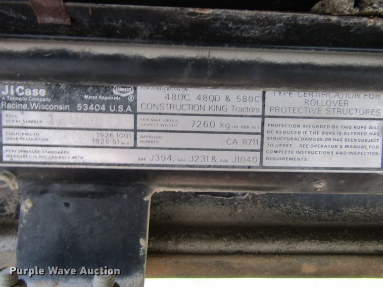 image for item IL9380 1982 Case 480D  backhoe