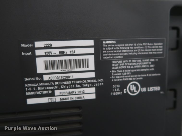 image for item IO9099 2012 Konica Minolta Bizhub C220 multi-function copy center