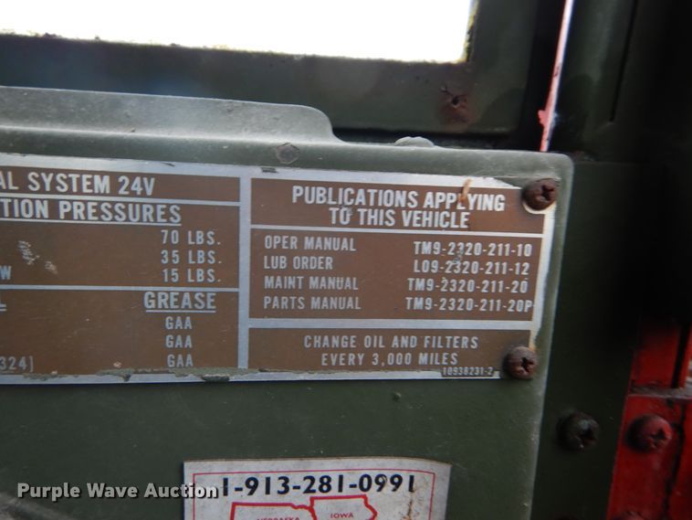 image for item IT9021 1983 Am General  truck cab and chassis