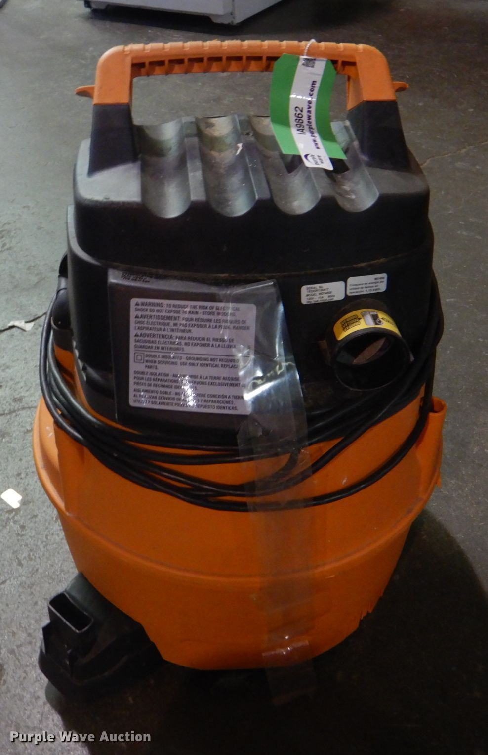 Ridgid shop vacuum in Tulsa, OK Item IA9862 sold Purple Wave