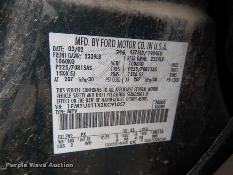 image for item DL8763 2002 Ford Escape  SUV