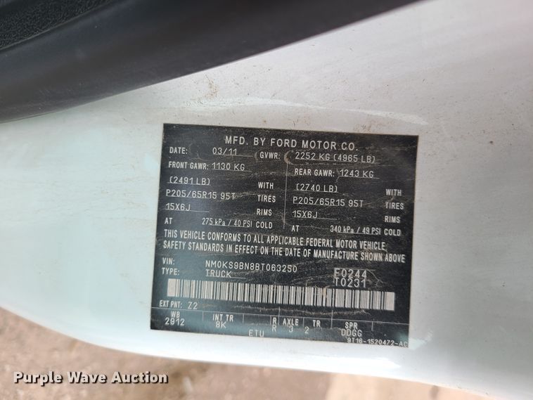 image for item DL8780 2011 Ford Transit Connect  van