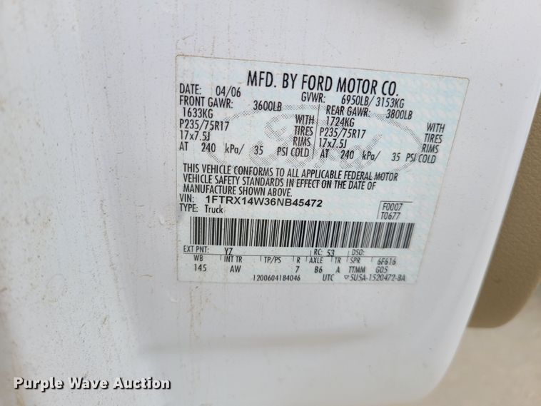 image for item DL8820 2006 Ford F150  SuperCab pickup truck