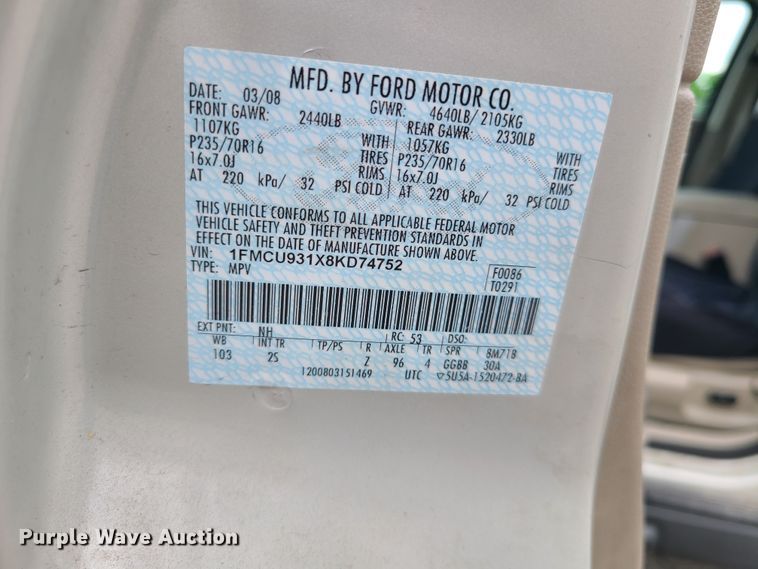 image for item DL8826 2008 Ford Escape  SUV