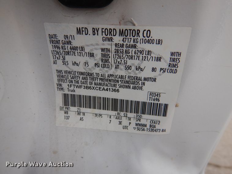 image for item DL8833 2012 Ford F350 Super Duty XL  pickup truck