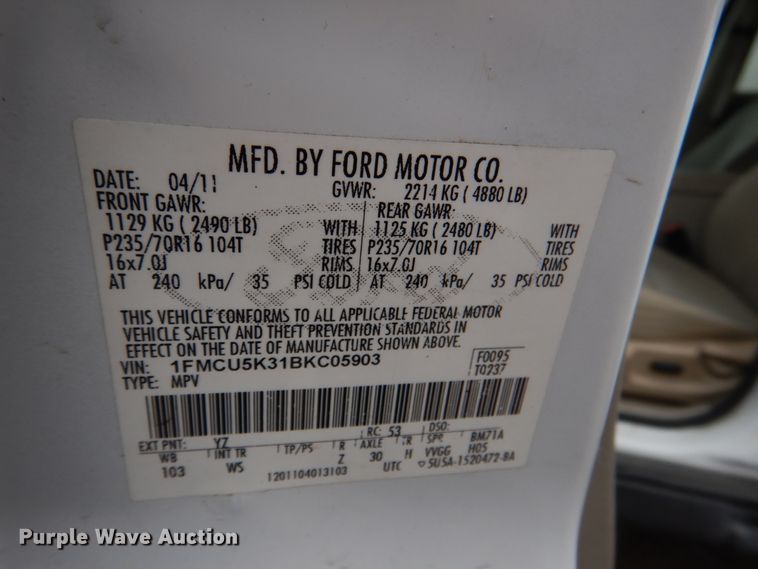 image for item DN6144 2011 Ford Escape  SUV