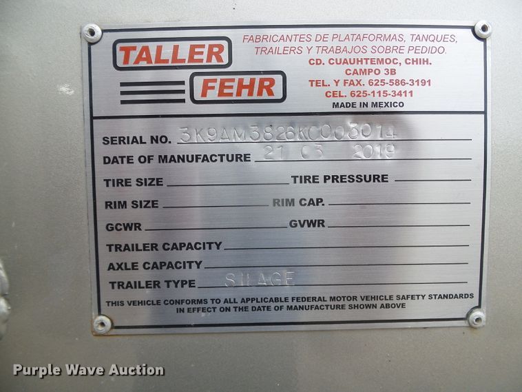 image for item DI5618 2019 Fehr  silage trailer