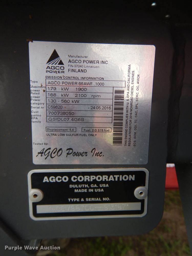 image for item DL0338 2017 Massey Ferguson WR9870  windrower