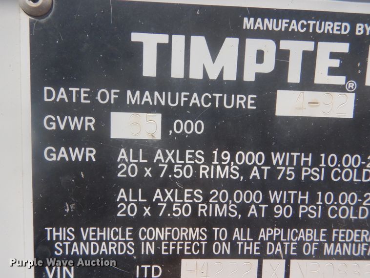 image for item HE9708 1992 Timpte  grain trailer