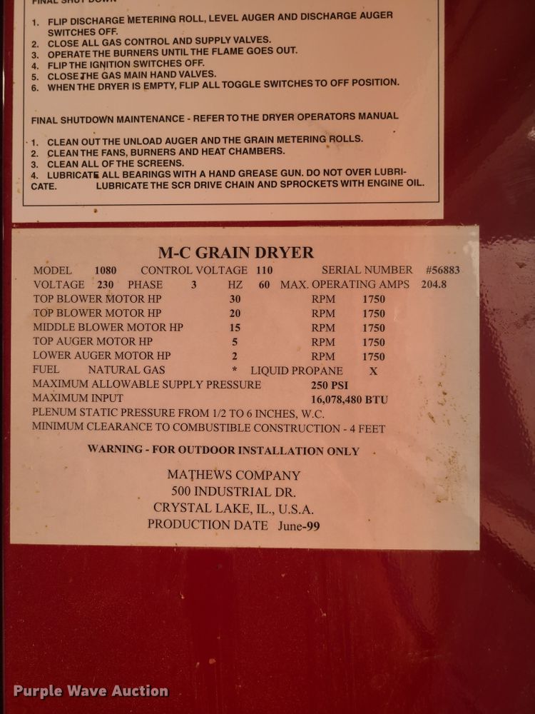 image for item HE9719 M-C 1080  grain dryer