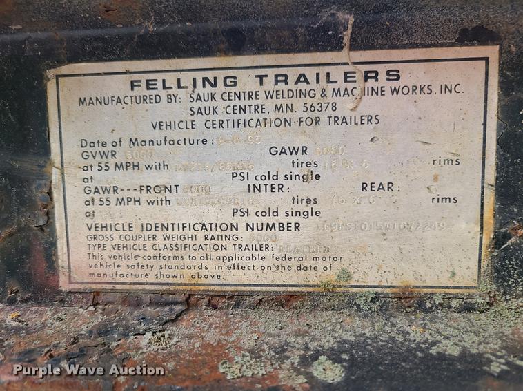 image for item HM9849 1996 Felling  tilt deck utility trailer