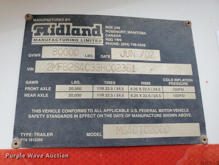 image for item DI4801 2003 Midland MG40TC2000  bottom dump trailer