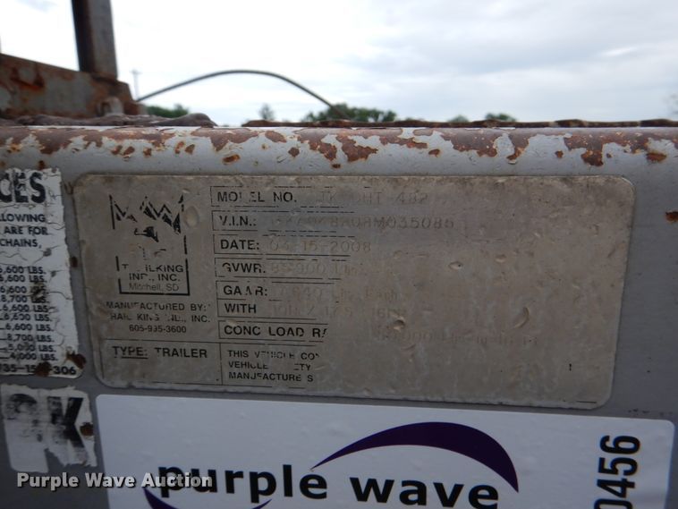 image for item DJ0456 2008 Trail King TK70HT-482  drop deck equipment trailer