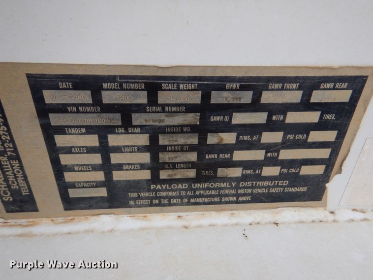 image for item DJ0460 2001 Schaller G400  bottom dump trailer