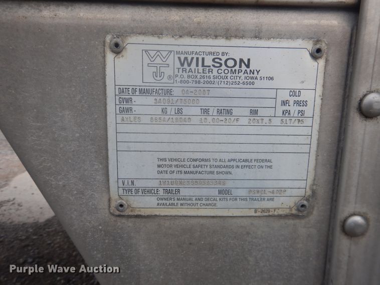 image for item DL0263 2007 Wilson PSDCL-402P  livestock trailer