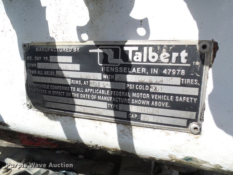 image for item DL0928 2000 Talbert TDW35SAHRG1T1 lowboy equipment trailer