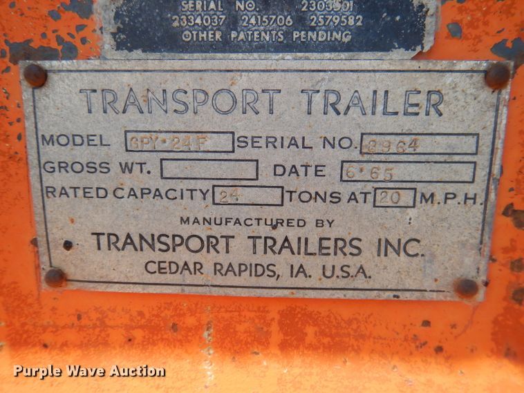 image for item FI9061 1965 Transport GPY 24F  equipment trailer