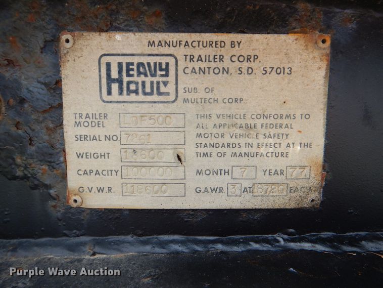image for item HD9753 1977 Heavy Haul LDF500  lowboy equipment trailer