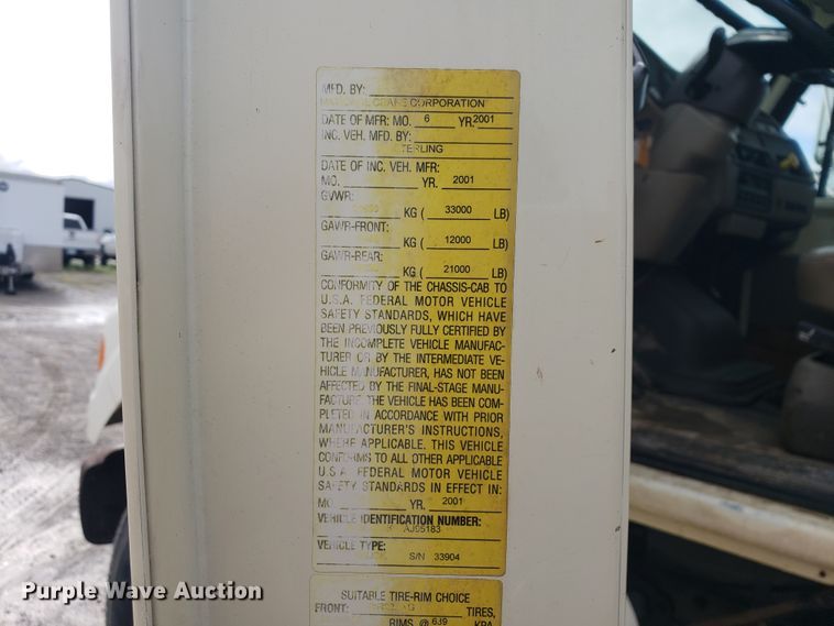 image for item HO9485 2002 Sterling L70  crane truck