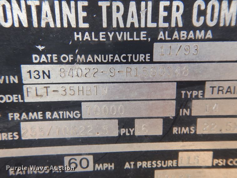 image for item DI5610 1993 Fontaine FLT-35HBTW  equipment trailer