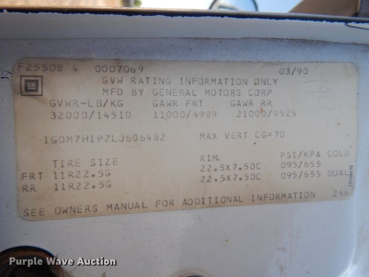 image for item GR9439 1990 GMC TopKick C6000  dump flatbed truck