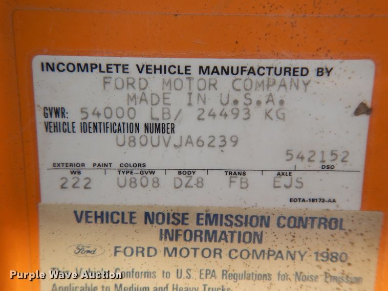 image for item GR9441 1980 Ford 8000  dump truck